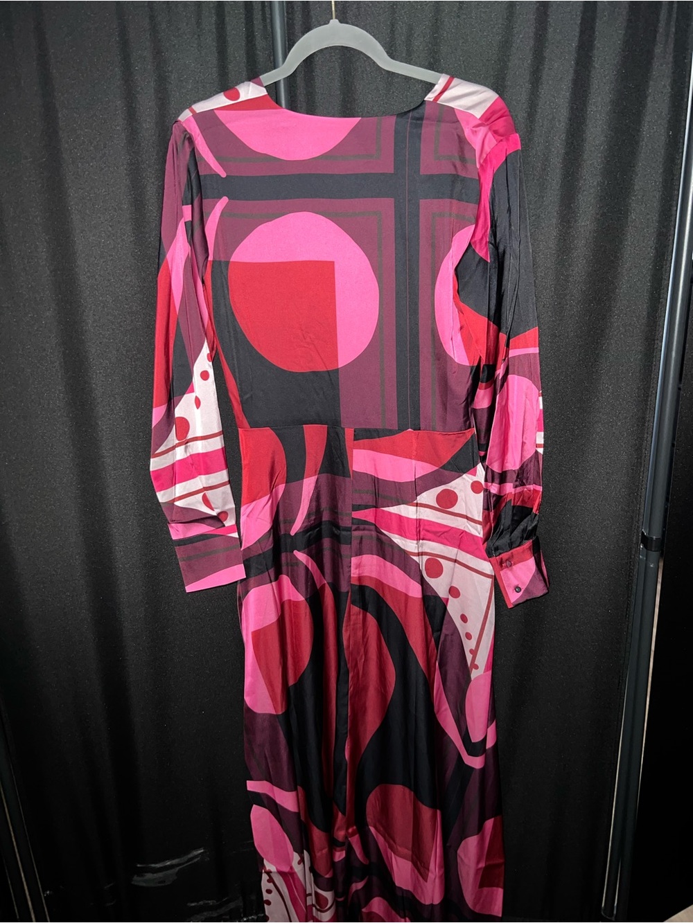 Fashion Nova Pink & Black Abstract Maxi Wrap Dress - Picture 7 of 8
